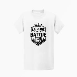 T-shirt Chasse Reine de la battue Biche couronn&eacute;e Blanc