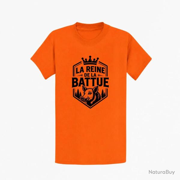 T-shirt Chasse Reine de la battue Biche couronn�e Orange