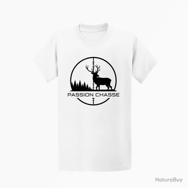 T-shirt Chasse Passion chasse Empreinte orange Blanc