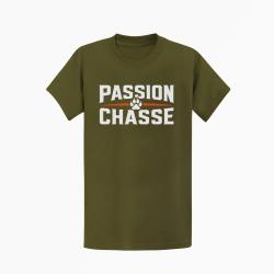 T-shirt Chasse Passion chasse Empreinte orange Kaki / Blanc et orange