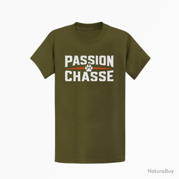 T-shirt Chasse Passion chasse Empreinte orange Kaki / Blanc et orange