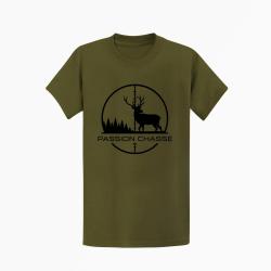 T-shirt Chasse Passion chasse Empreinte orange Kaki / Noir
