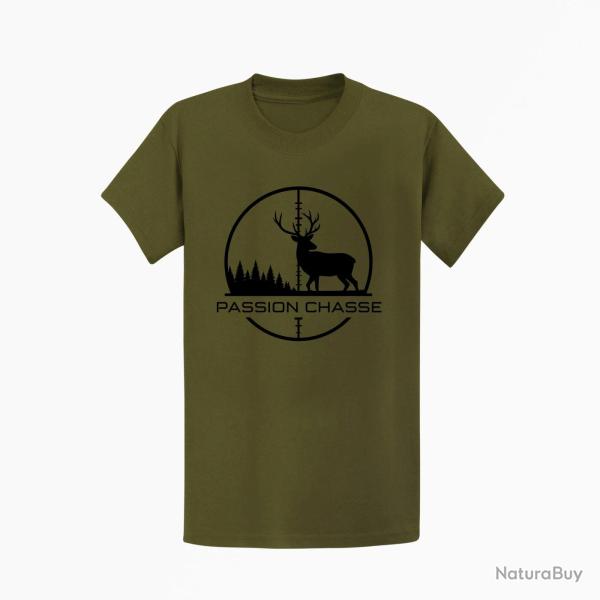 T-shirt Chasse Passion chasse Empreinte orange Kaki / Noir