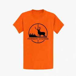T-shirt Chasse Passion chasse Empreinte orange Orange