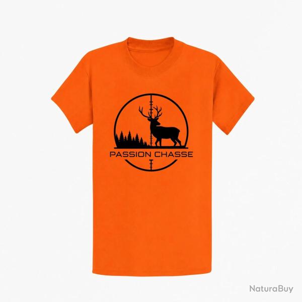 T-shirt Chasse Passion chasse Empreinte orange Orange