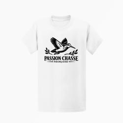 T-shirt Chasse Passion chasse fran&ccedil;aise B&eacute;casse Blanc