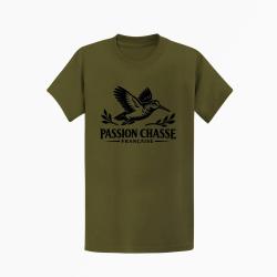 T-shirt Chasse Passion chasse fran&ccedil;aise B&eacute;casse Kaki / Noir