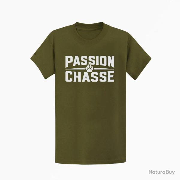 T-shirt Chasse Passion chasse Empreinte classique Kaki / Blanc