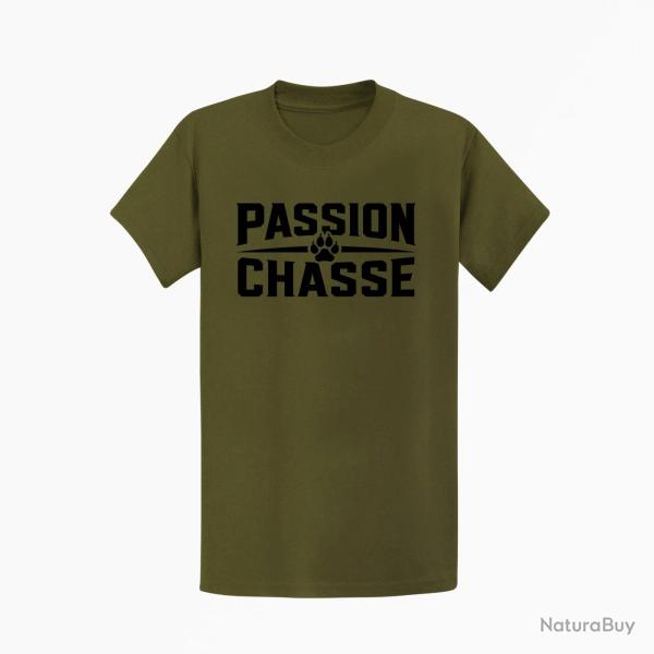 T-shirt Chasse Passion chasse Empreinte classique Kaki / Noir