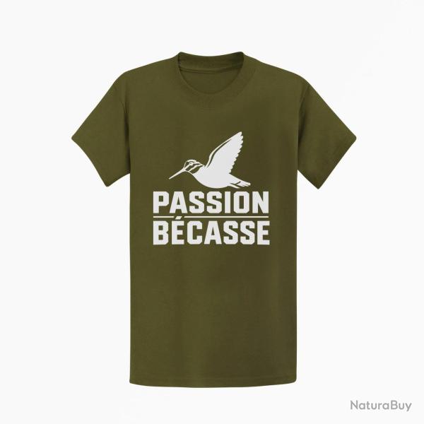 T-shirt Chasse Passion b�casse Oiseau en vol Kaki / Blanc