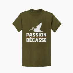 T-shirt Chasse Passion b&eacute;casse Oiseau en vol Kaki / Blanc et orange