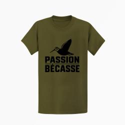 T-shirt Chasse Passion b&eacute;casse Oiseau en vol Kaki / Noir