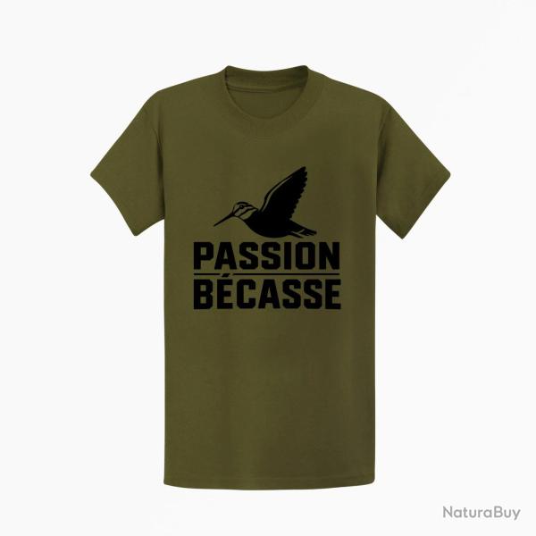 T-shirt Chasse Passion b�casse Oiseau en vol Kaki / Noir