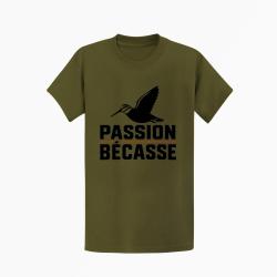 T-shirt Chasse Passion b&eacute;casse Oiseau en vol Kaki / Noir et orange