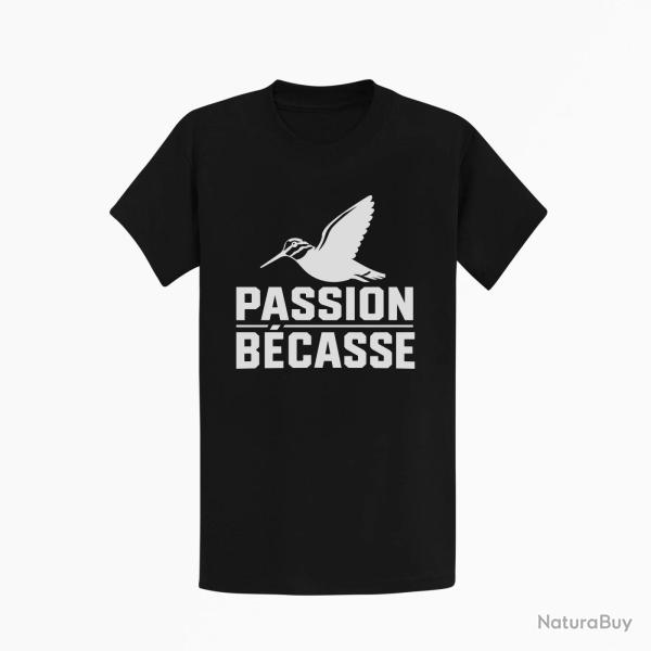 T-shirt Chasse Passion b�casse Oiseau en vol Noir