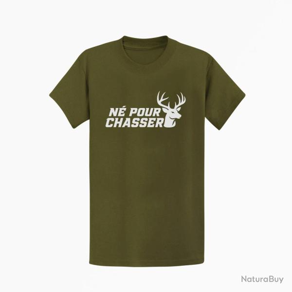 T-shirt Chasse N� pour chasser Silhouette de cerf Kaki / Blanc