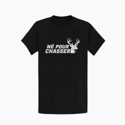 T-shirt Chasse N&eacute; pour chasser Silhouette de cerf Noir