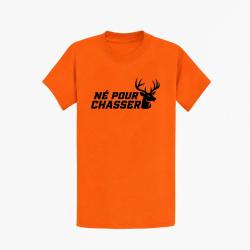 T-shirt Chasse N&eacute; pour chasser Silhouette de cerf Orange