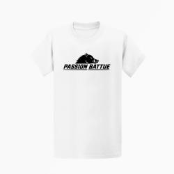 T-shirt Chasse Passion battue Sanglier courant Blanc