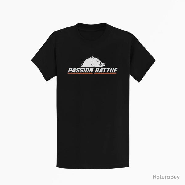 T-shirt Chasse Passion battue Sanglier courant Noir / Orange