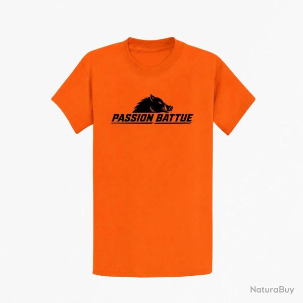 T-shirt Chasse Passion battue Sanglier courant Orange