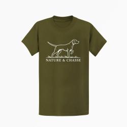 T-shirt Chasse Nature et chasse Chien d'arr&ecirc;t Kaki / Blanc