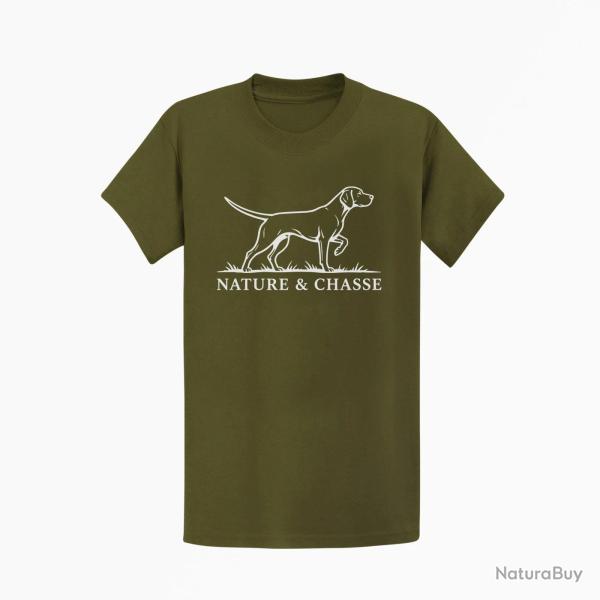 T-shirt Chasse Nature et chasse Chien d'arr�t Kaki / Blanc