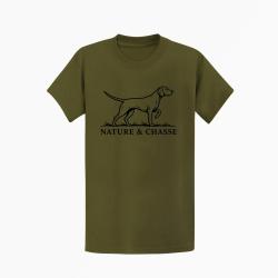 T-shirt Chasse Nature et chasse Chien d'arr&ecirc;t Kaki / Noir