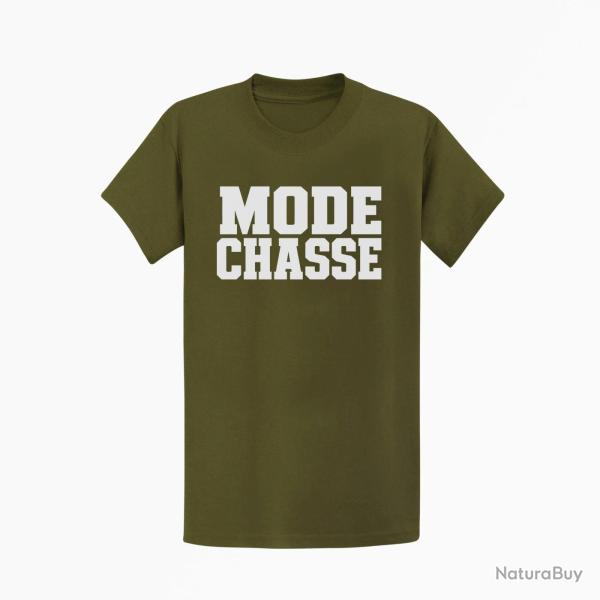 T-shirt Chasse Mode chasse Typographie orange Kaki / Blanc