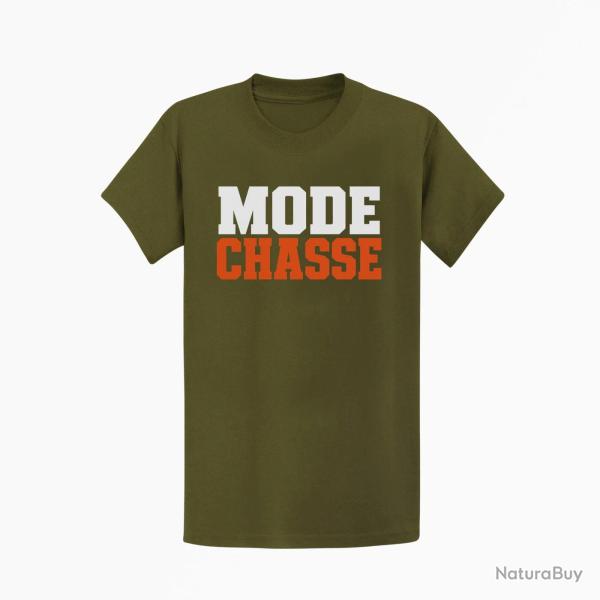 T-shirt Chasse Mode chasse Typographie orange Kaki / Blanc et orange