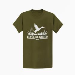 T-shirt Chasse Lev&eacute;e de gibier Canard des roseaux Kaki / Blanc