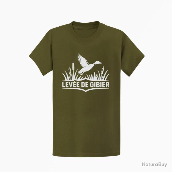 T-shirt Chasse Lev�e de gibier Canard des roseaux Kaki / Blanc
