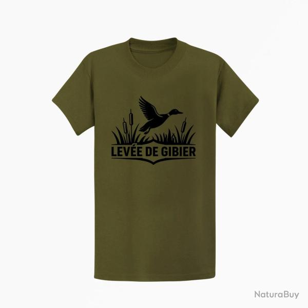 T-shirt Chasse Lev�e de gibier Canard des roseaux Kaki / Noir