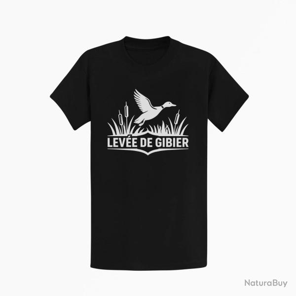 T-shirt Chasse Lev�e de gibier Canard des roseaux Noir
