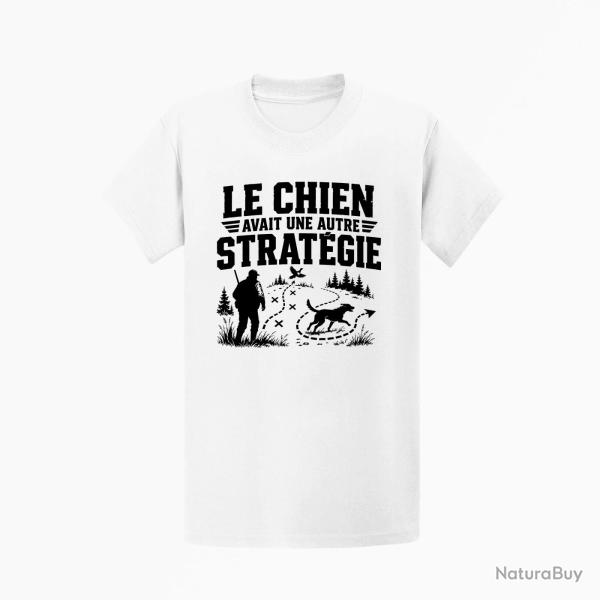 T-shirt Chasse Le chien avait une autre strat�gie Blanc