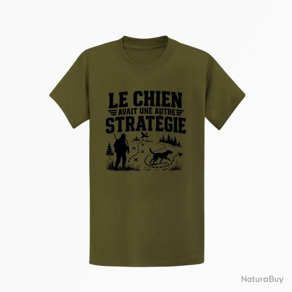 T-shirt Chasse Le chien avait une autre strat�gie Kaki / Noir