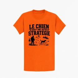 T-shirt Chasse Le chien avait une autre strat&eacute;gie Orange