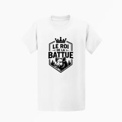 T-shirt Chasse Le roi de la battue Blason sanglier Blanc