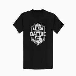 T-shirt Chasse Le roi de la battue Blason sanglier Noir