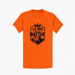 T-shirt Chasse Le roi de la battue Blason sanglier Orange