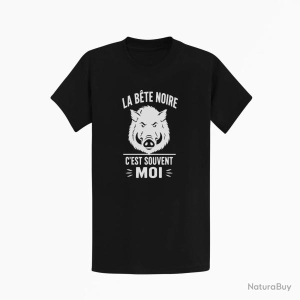 T-shirt Chasse La b�te noire, c'est moi Sanglier Noir