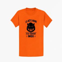 T-shirt Chasse La b&ecirc;te noire, c'est moi Sanglier Orange