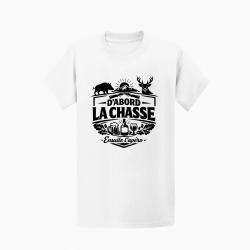 T-shirt Chasse La chasse avant l'ap&eacute;ro Grand gibier Blanc