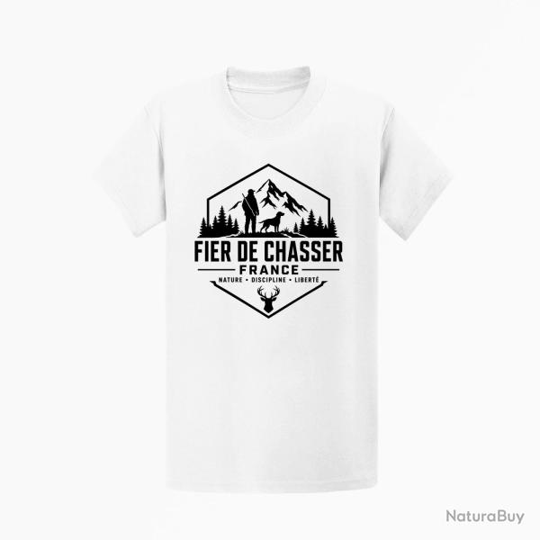 T-shirt Chasse Fier de chasser Nature et libert� Blanc
