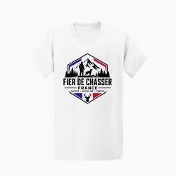 T-shirt Chasse Fier de chasser Nature et libert&eacute; Blanc / Tricolore