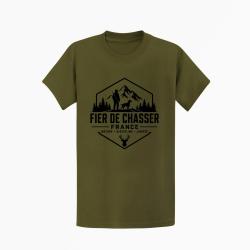 T-shirt Chasse Fier de chasser Nature et libert&eacute; Kaki / Noir