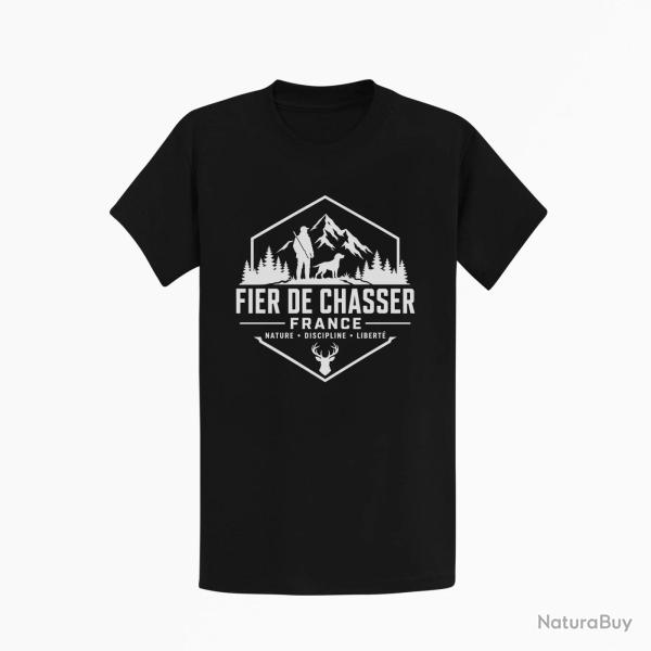 T-shirt Chasse Fier de chasser Nature et libert� Noir