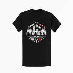 T-shirt Chasse Fier de chasser Nature et libert&eacute; Noir / Blanc et rouge
