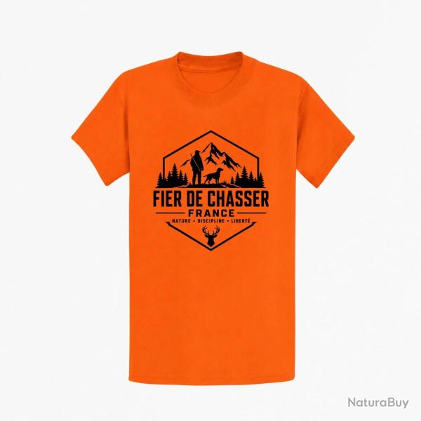 T-shirt Chasse Fier de chasser Nature et libert� Orange