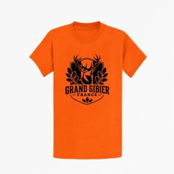 T-shirt Chasse Grand gibier France Cerf et ch&ecirc;ne Orange